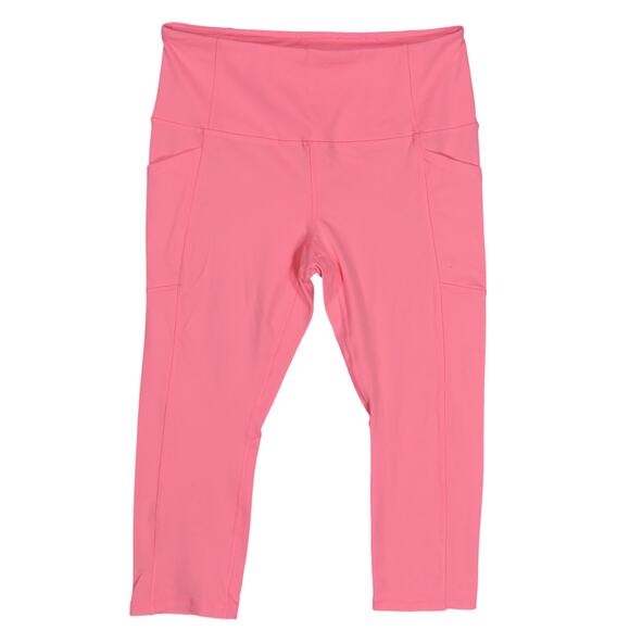 RBX Capri Leggings Flamingo Pink Size Large Side Pockets High Waistband - Picture 1 of 7